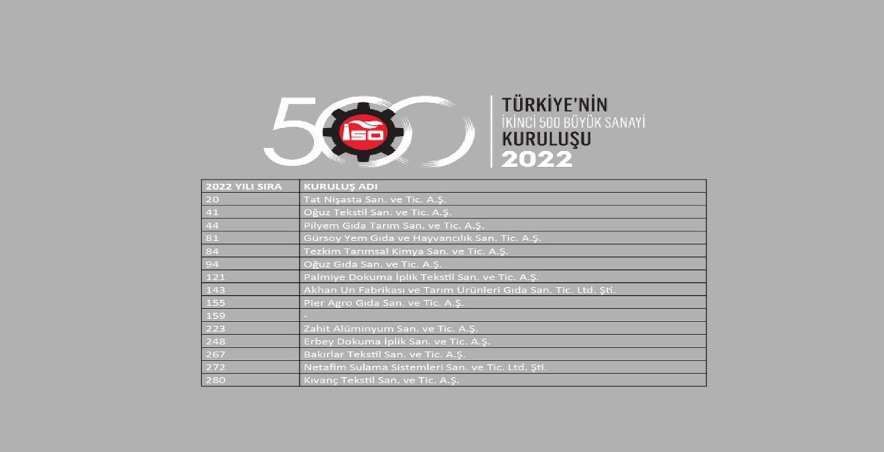 15 Companies from Adana Ranked in the Second Top 500